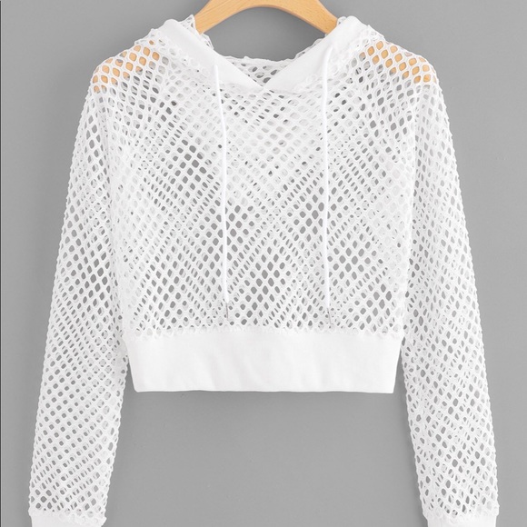 Tops - NWT Fishnet Cropped Hoodie